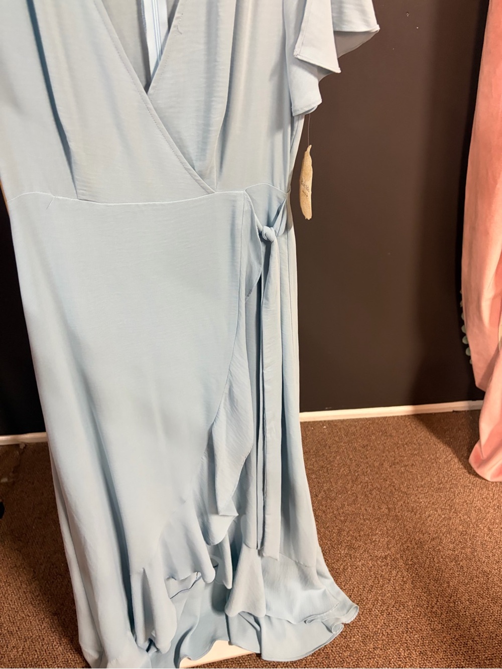 Altar'd State Pale Blue Wrap Maxi Dress with Flutter Sleeves - Picture 6 of 7